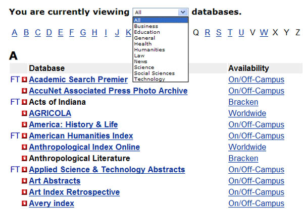 subject list