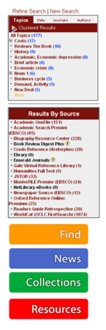 Sidebar showing faceted results.