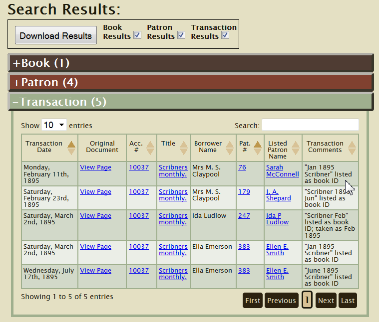 The 'Transaction Comments' field will, when appropriate, contain the title, volume, and issue information of the specific periodical checked out by the patron prior to binding.